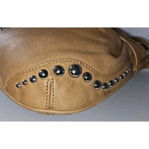 B. Makowsky Studded Tan Leather Crossbody 9x10 - Picture 6 of 11